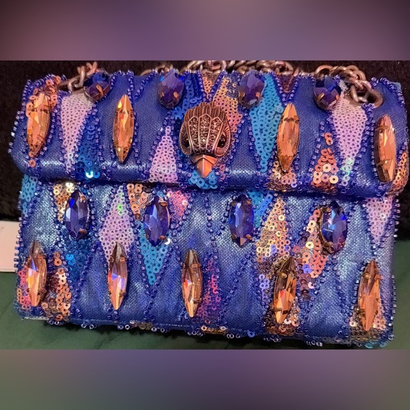 Kurt Geiger Handbags - NWT Kurt Geiger London Mini Kensington Blue Sequin Convertible Crossbody.